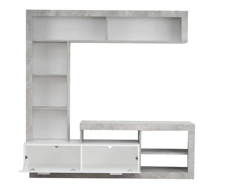 Parete attrezzata per soggiorno porta TV con ripiani ed ante Bianco e cemento 170 cm Casa e cucina/Arredamento/Soggiorno/Pareti attrezzate Decor Space - Altamura, Commerciovirtuoso.it