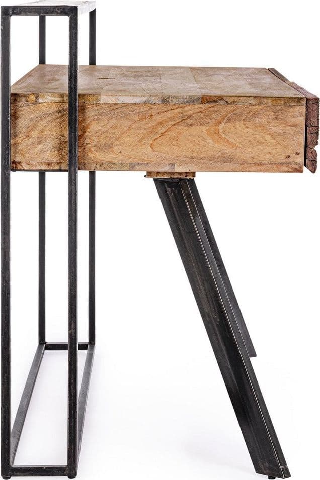 Scrivania "Manchester" con 2 cassetti, struttura in legno di mango ed acciaio, stile moderno, 120x60x92h in Scrivanie Decor Space - Altamura, commercioVirtuoso.it