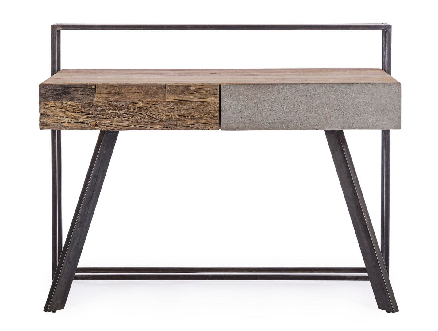 Scrivania "Manchester" con 2 cassetti, struttura in legno di mango ed acciaio, stile moderno, 120x60x92h in Scrivanie Decor Space - Altamura, commercioVirtuoso.it