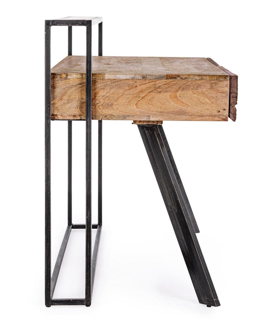 Scrivania "Manchester" con 2 cassetti, struttura in legno di mango ed acciaio, stile moderno, 120x60x92h in Scrivanie Decor Space - Altamura, commercioVirtuoso.it