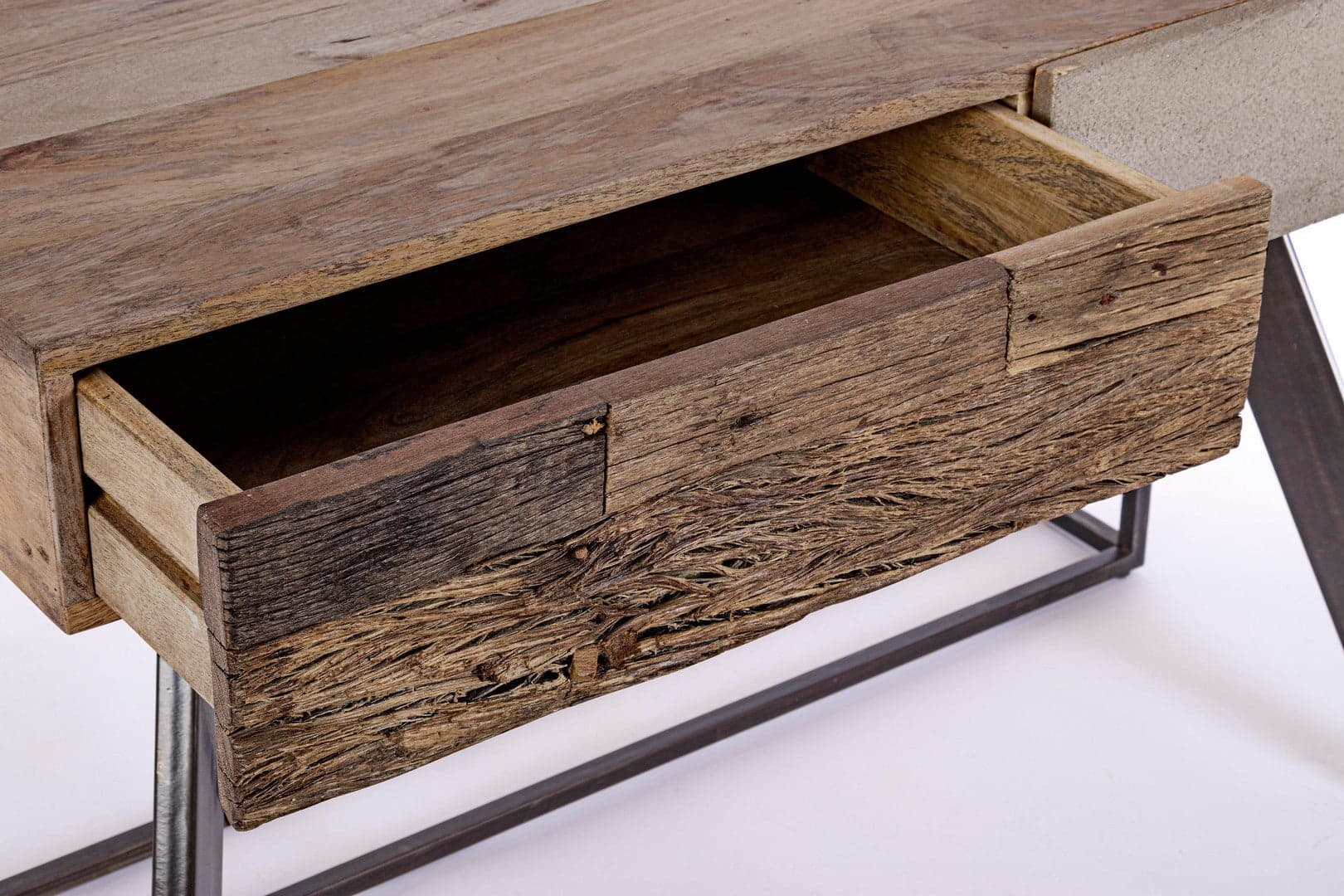 Scrivania "Manchester" con 2 cassetti, struttura in legno di mango ed acciaio, stile moderno, 120x60x92h in Scrivanie Decor Space - Altamura, commercioVirtuoso.it