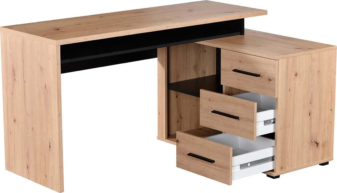 Scrivania angolare da ufficio e cameretta con cassettiera 140 cm Rovere e Nero Casa e cucina/Arredamento/Studio/Scrivanie e postazioni di lavoro/Scrivanie Decor Space - Altamura, Commerciovirtuoso.it