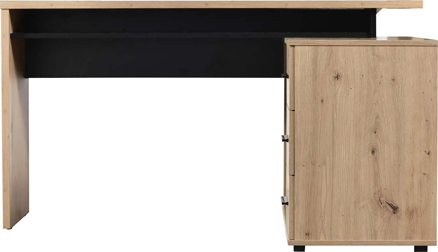 Scrivania angolare da ufficio e cameretta con cassettiera 140 cm Rovere e Nero Casa e cucina/Arredamento/Studio/Scrivanie e postazioni di lavoro/Scrivanie Decor Space - Altamura, Commerciovirtuoso.it
