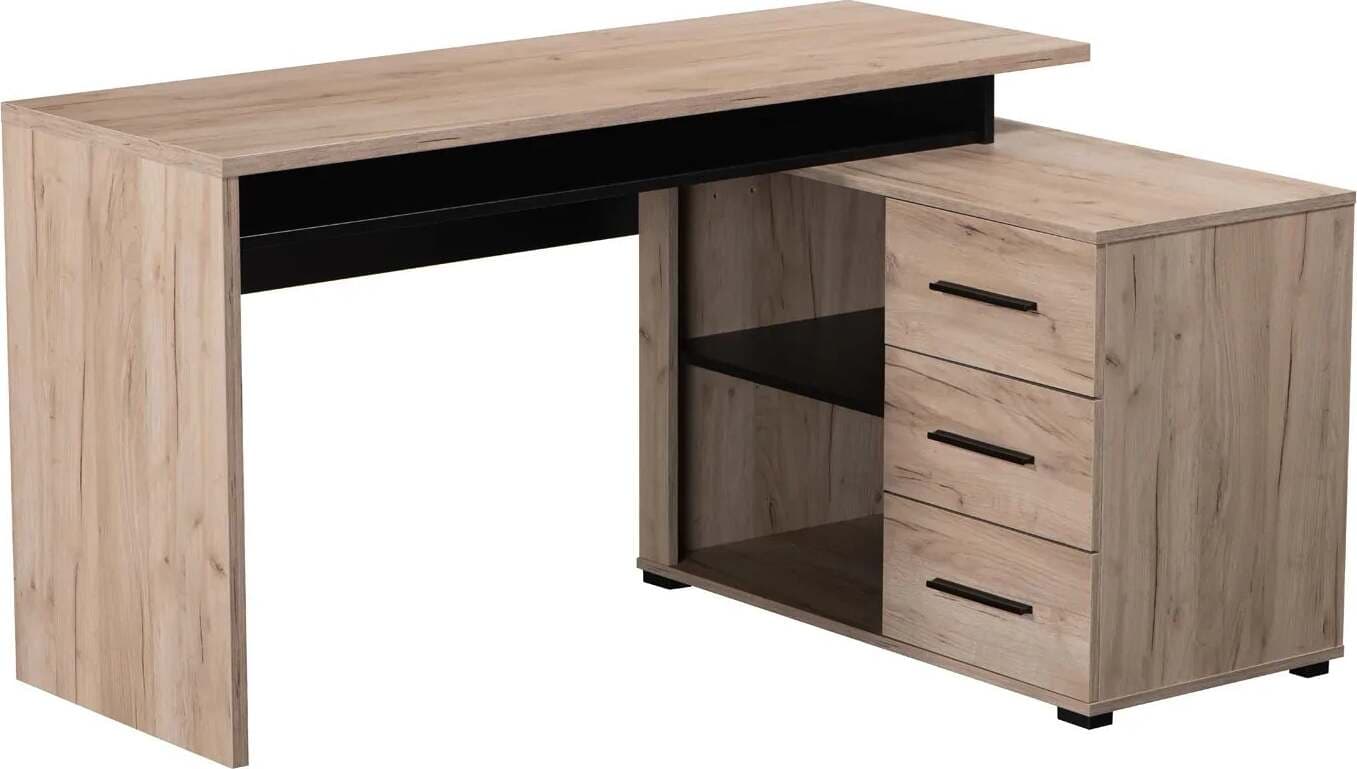 Scrivania angolare da ufficio e cameretta con cassettiera 140 cm Rovere e Nero Casa e cucina/Arredamento/Studio/Scrivanie e postazioni di lavoro/Scrivanie Decor Space - Altamura, Commerciovirtuoso.it