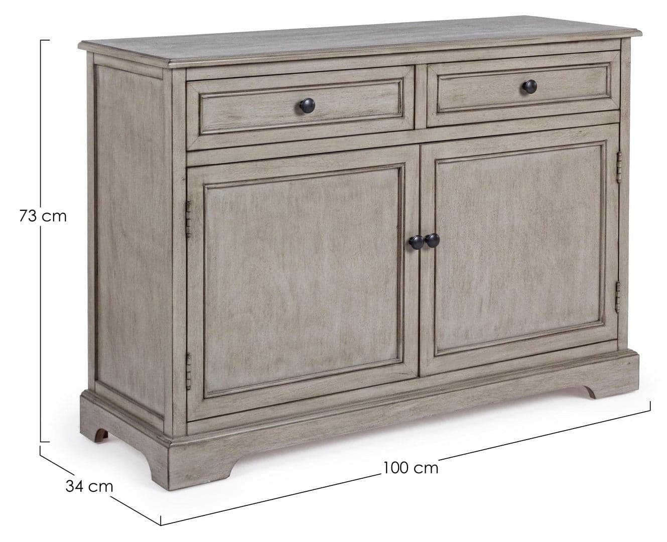 Credenza "Margaret" 2 ante e 2 cassetti, con struttura in legno di pino, stile classico in Credenze Decor Space - Altamura, commercioVirtuoso.it