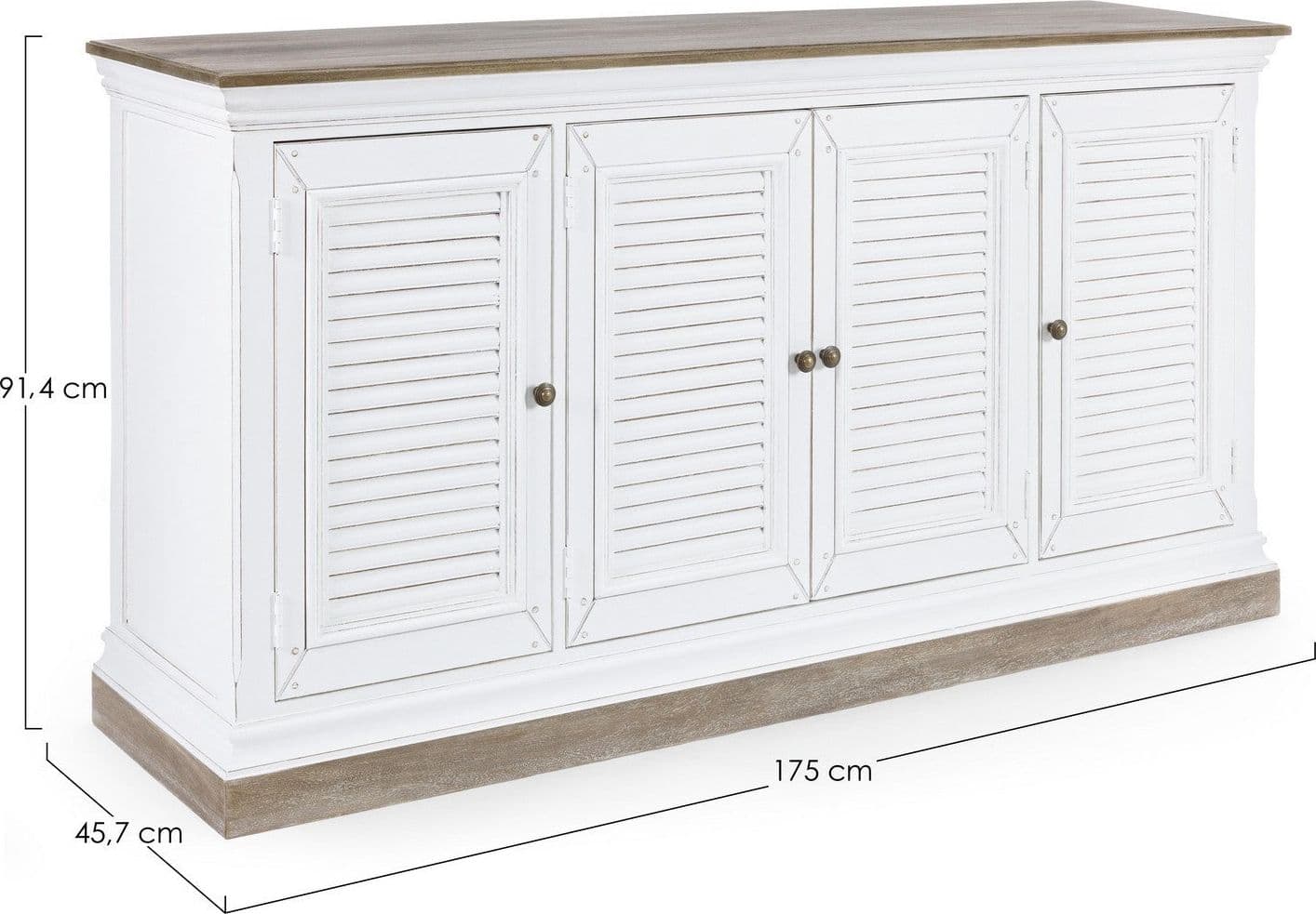Credenza "Lincoln" in legno di mango, con schienali e laterali in mdf, finitura vernice a base d'acqua, stile rustico - 12