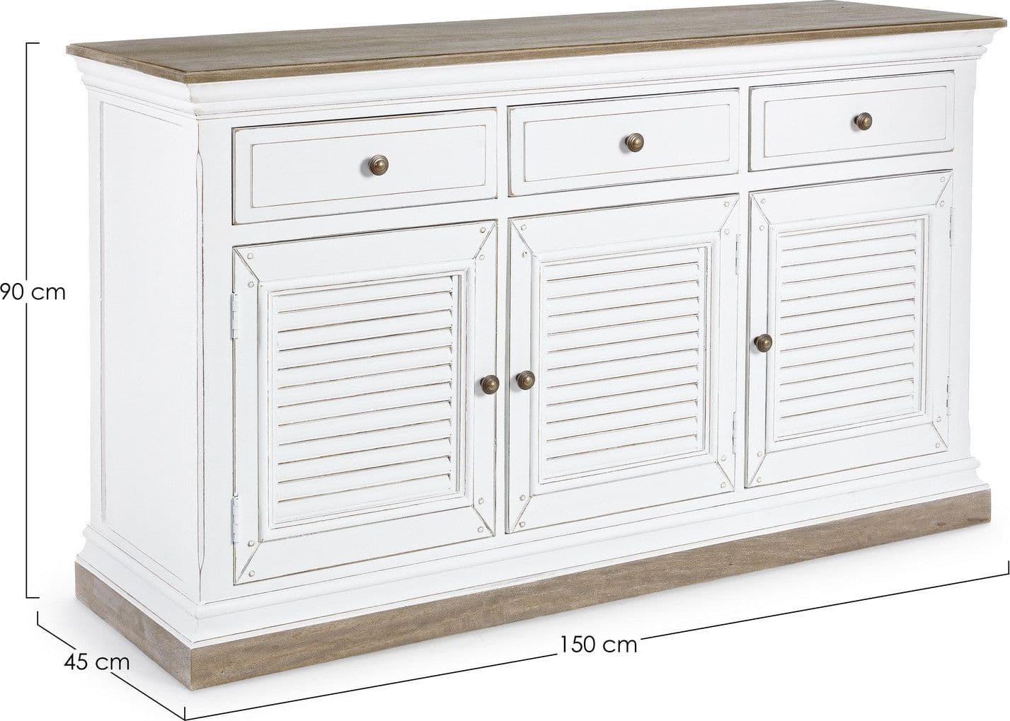 Credenza "Lincoln" in legno di mango, con schienali e laterali in mdf, finitura vernice a base d'acqua, stile rustico - 7