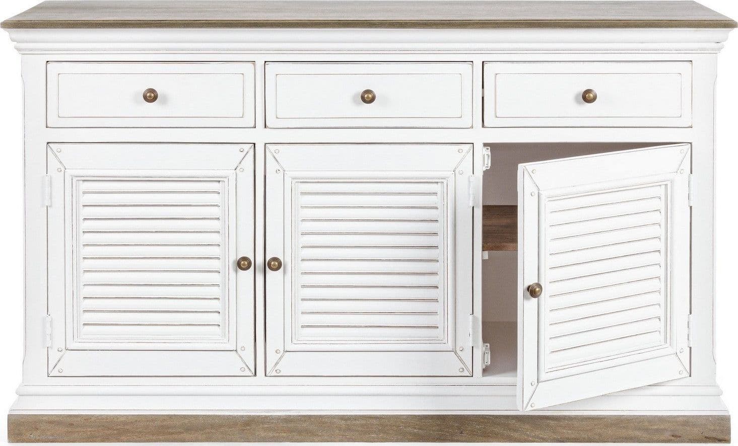 Credenza "Lincoln" in legno di mango, con schienali e laterali in mdf, finitura vernice a base d'acqua, stile rustico - 10