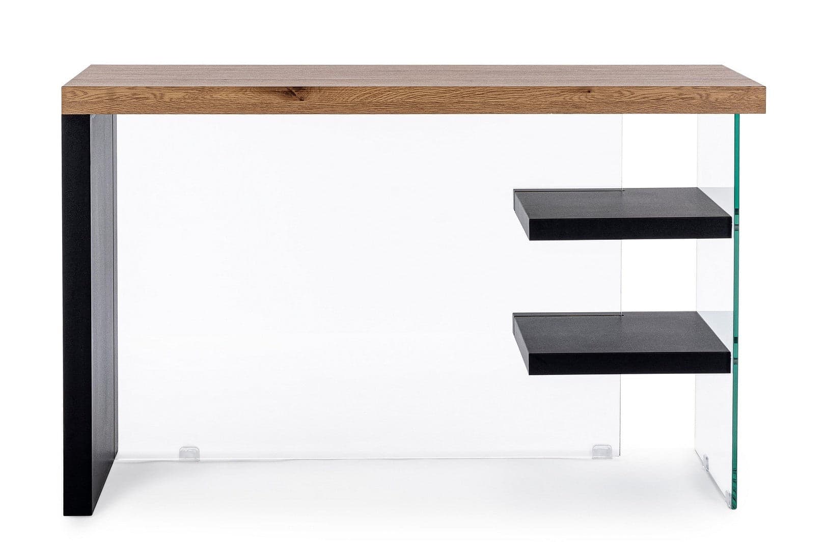 Scrivania "Line" Wood con 2 mensole, piano in mdf, lato in vetro temperato, 120 x 50 cm in Scrivanie Decor Space - Altamura, commercioVirtuoso.it