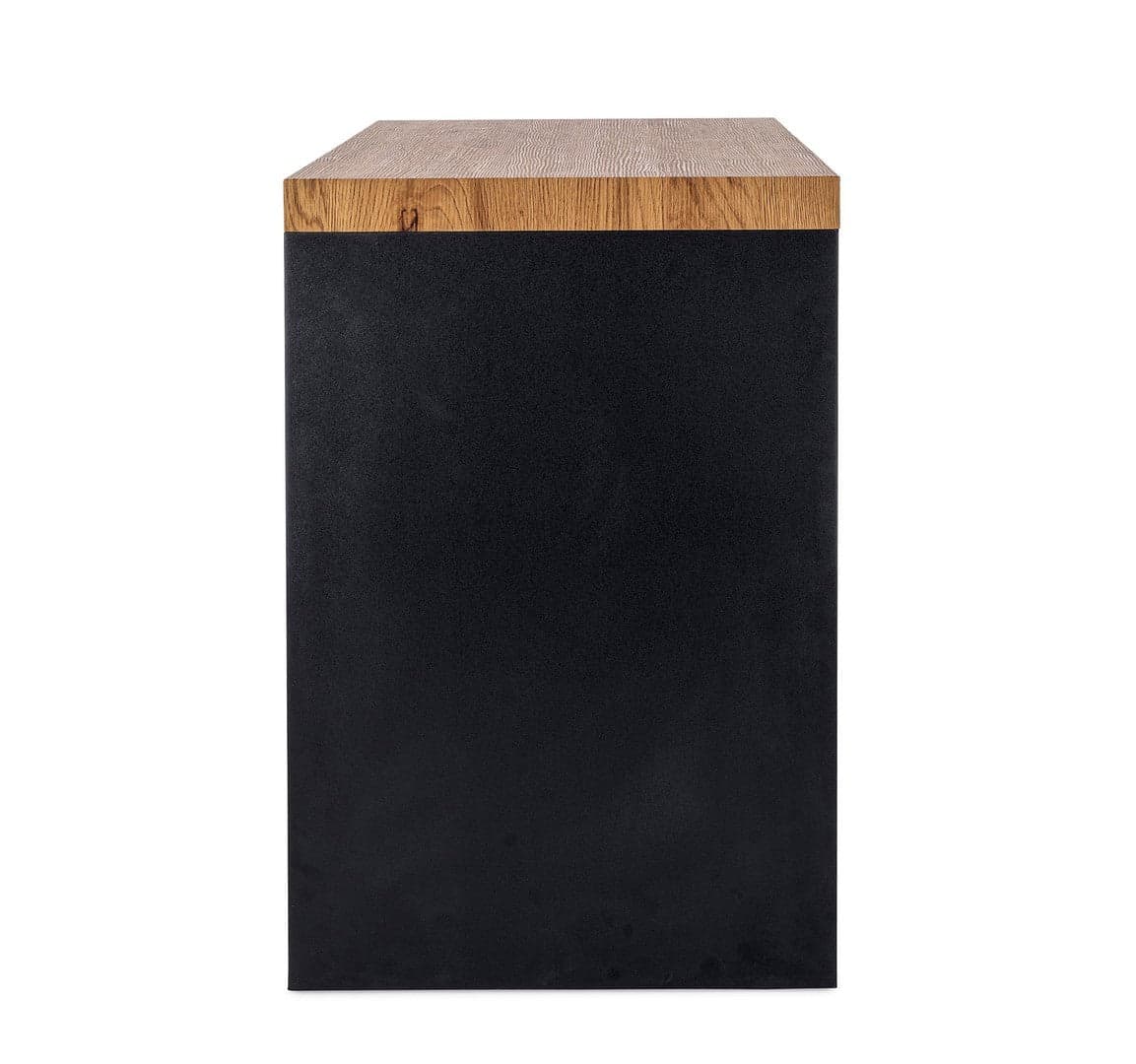 Scrivania "Line" Wood con 2 mensole, piano in mdf, lato in vetro temperato, 120 x 50 cm in Scrivanie Decor Space - Altamura, commercioVirtuoso.it