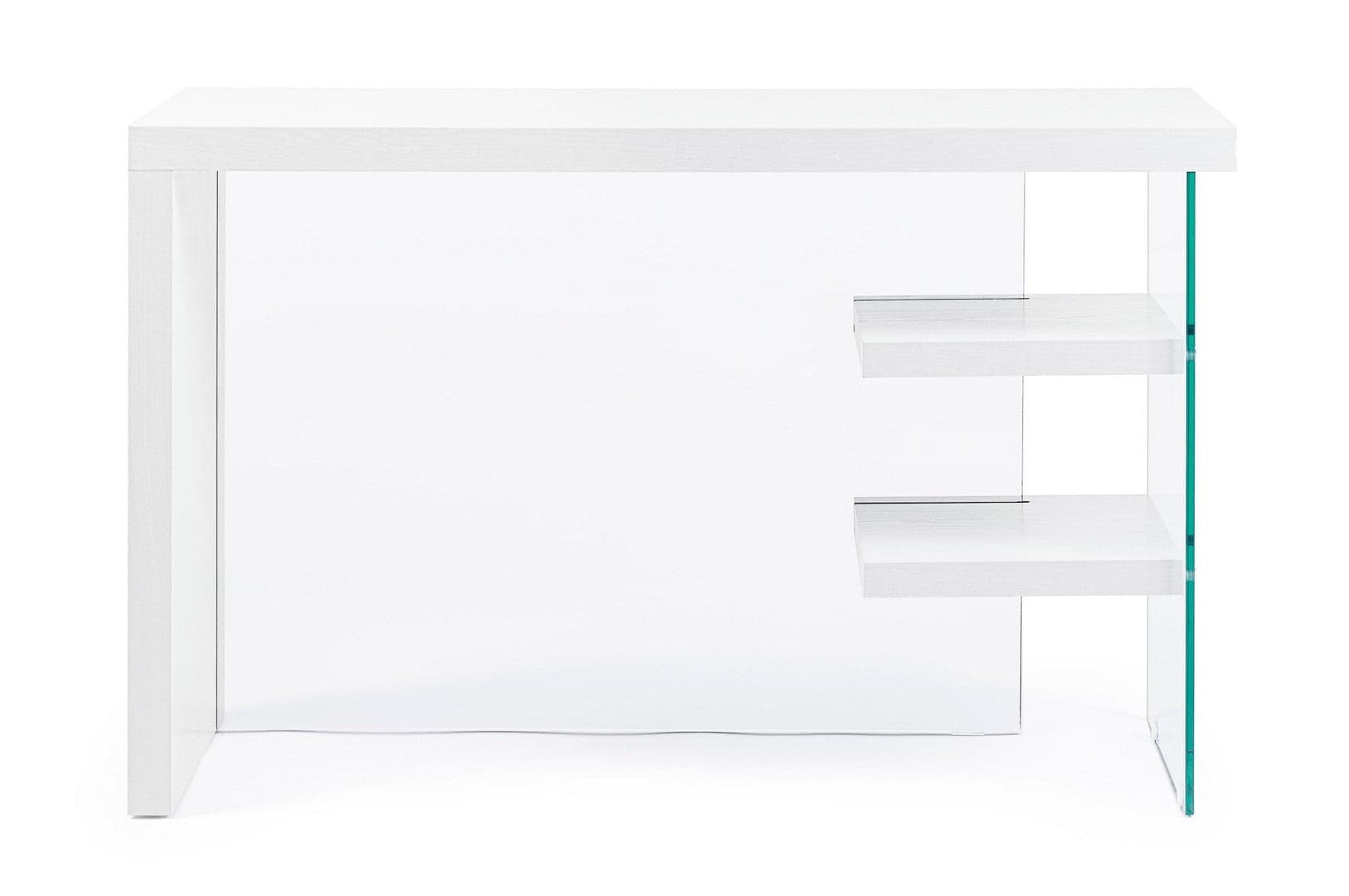 Scrivania "Line" Wood con 2 mensole, piano in mdf, lato in vetro temperato, 120 x 50 cm in Scrivanie Decor Space - Altamura, commercioVirtuoso.it