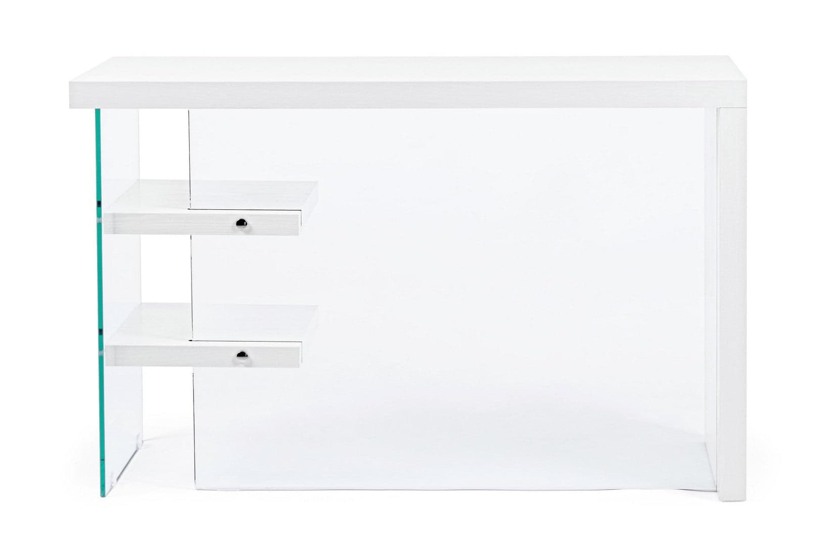 Scrivania "Line" Wood con 2 mensole, piano in mdf, lato in vetro temperato, 120 x 50 cm in Scrivanie Decor Space - Altamura, commercioVirtuoso.it