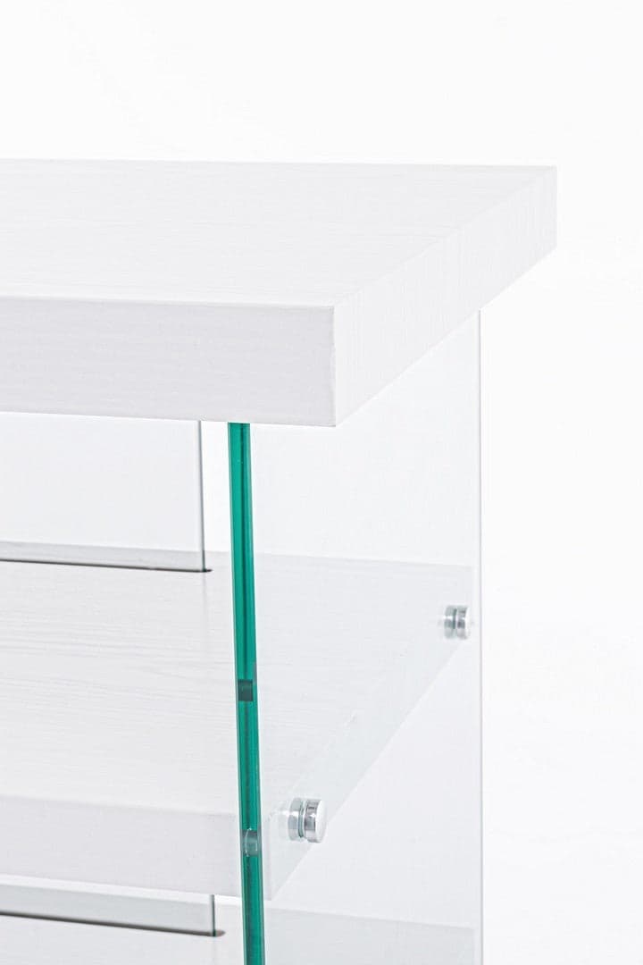 Scrivania "Line" Wood con 2 mensole, piano in mdf, lato in vetro temperato, 120 x 50 cm in Scrivanie Decor Space - Altamura, commercioVirtuoso.it