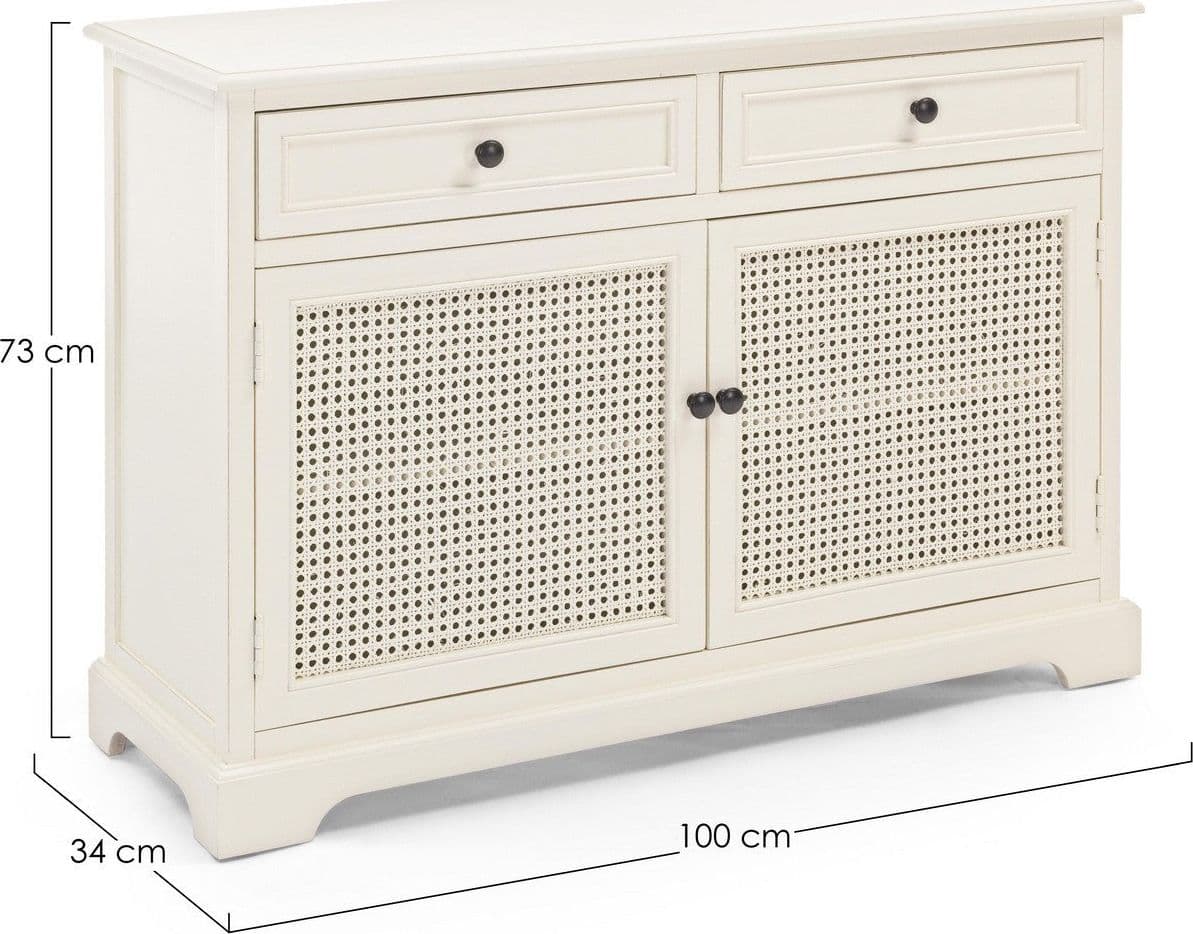 Credenza "Amabel" 2 ante e 2 cassetti, con struttura in legno di pino, stile classico in Credenze Decor Space - Altamura, commercioVirtuoso.it