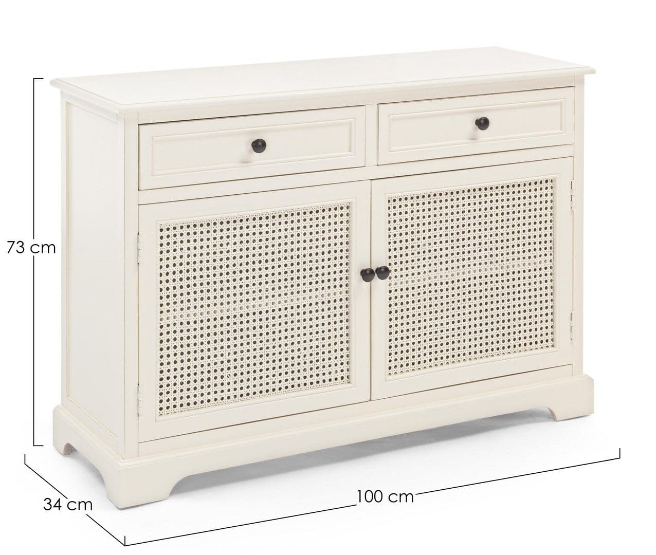 Credenza "Amabel" 2 ante e 2 cassetti, con struttura in legno di pino, stile classico in Credenze Decor Space - Altamura, commercioVirtuoso.it