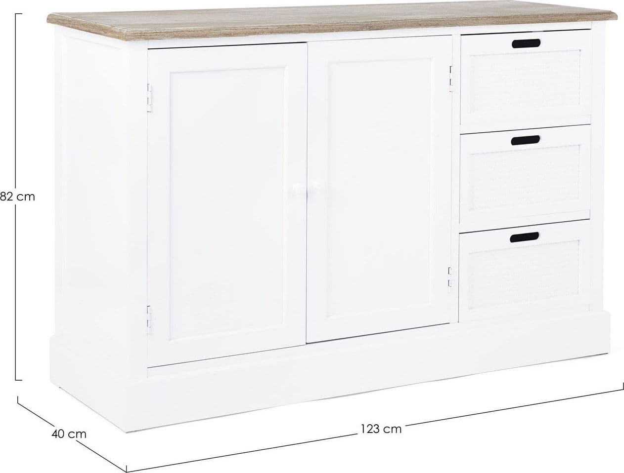 Credenza "Dorotea" con struttura in MDF, maniglie in legno di pino in Credenze Decor Space - Altamura, commercioVirtuoso.it