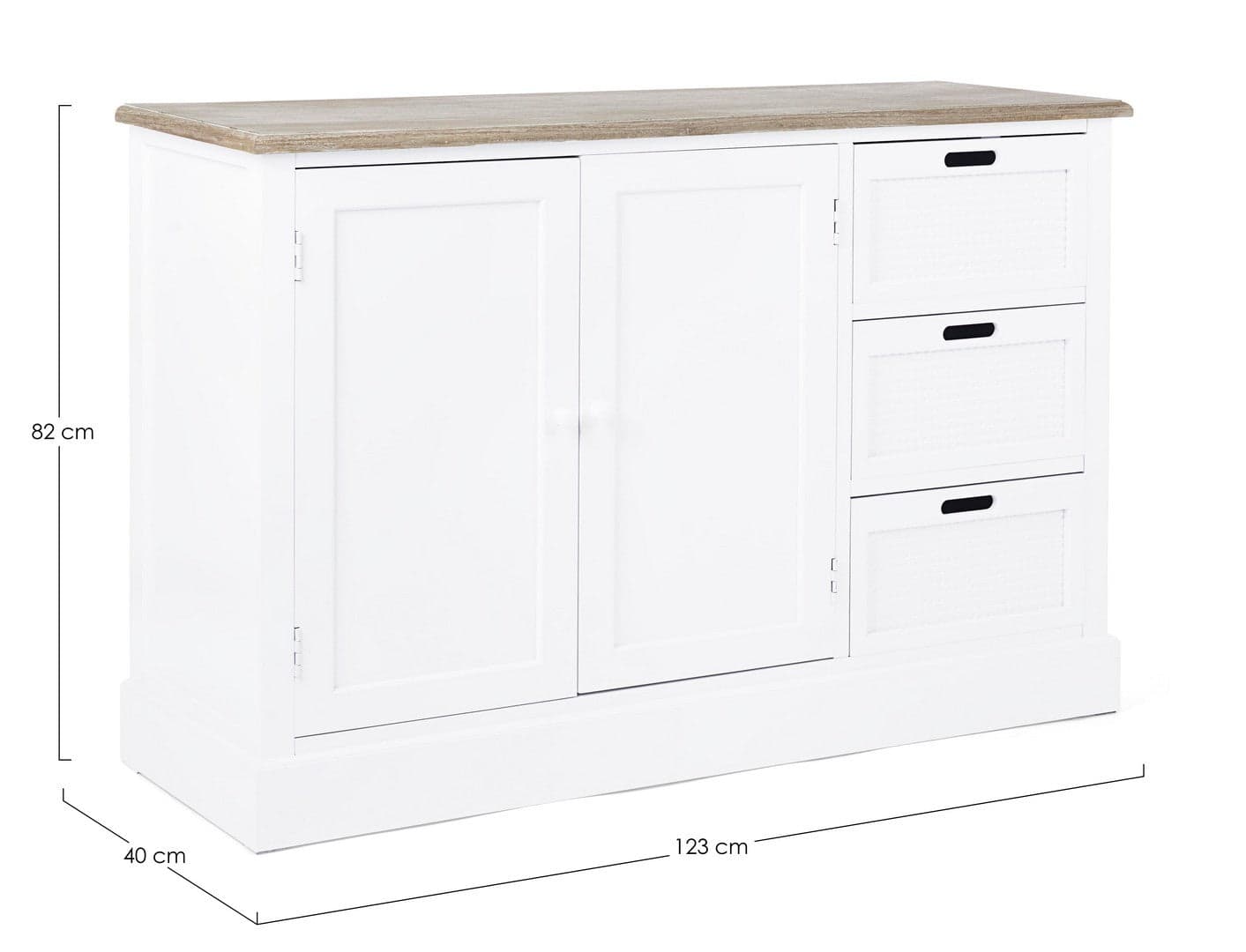 Credenza "Dorotea" con struttura in MDF, maniglie in legno di pino in Credenze Decor Space - Altamura, commercioVirtuoso.it