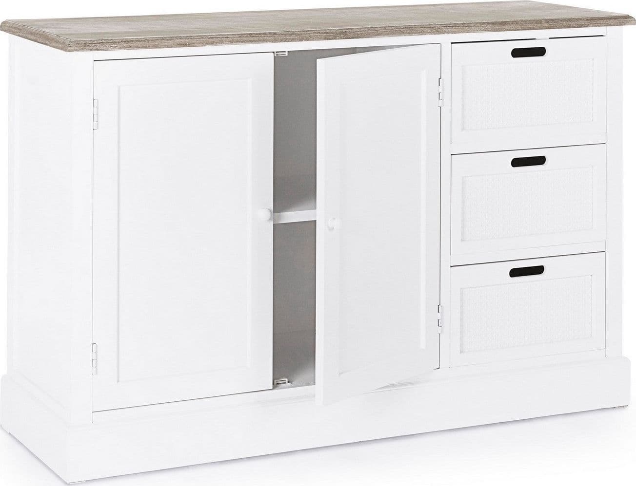 Credenza "Dorotea" con struttura in MDF, maniglie in legno di pino in Credenze Decor Space - Altamura, commercioVirtuoso.it