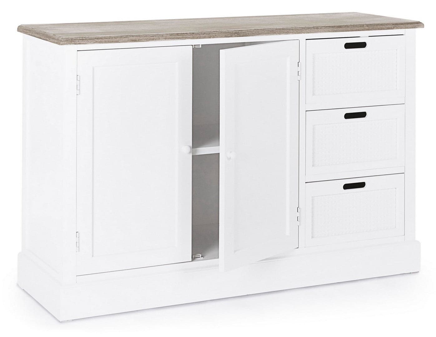 Credenza "Dorotea" con struttura in MDF, maniglie in legno di pino in Credenze Decor Space - Altamura, commercioVirtuoso.it