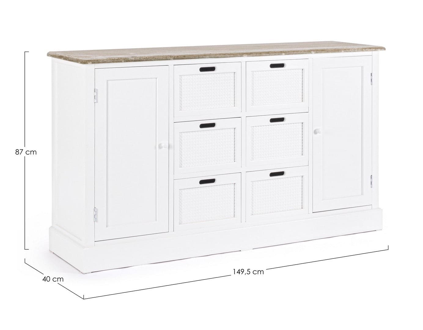 Credenza "Dorotea" con struttura in MDF, maniglie in legno di pino in Credenze Decor Space - Altamura, commercioVirtuoso.it