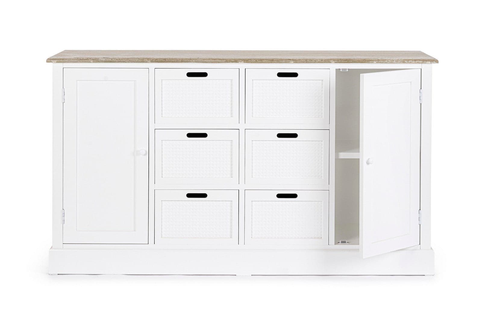 Credenza "Dorotea" con struttura in MDF, maniglie in legno di pino in Credenze Decor Space - Altamura, commercioVirtuoso.it