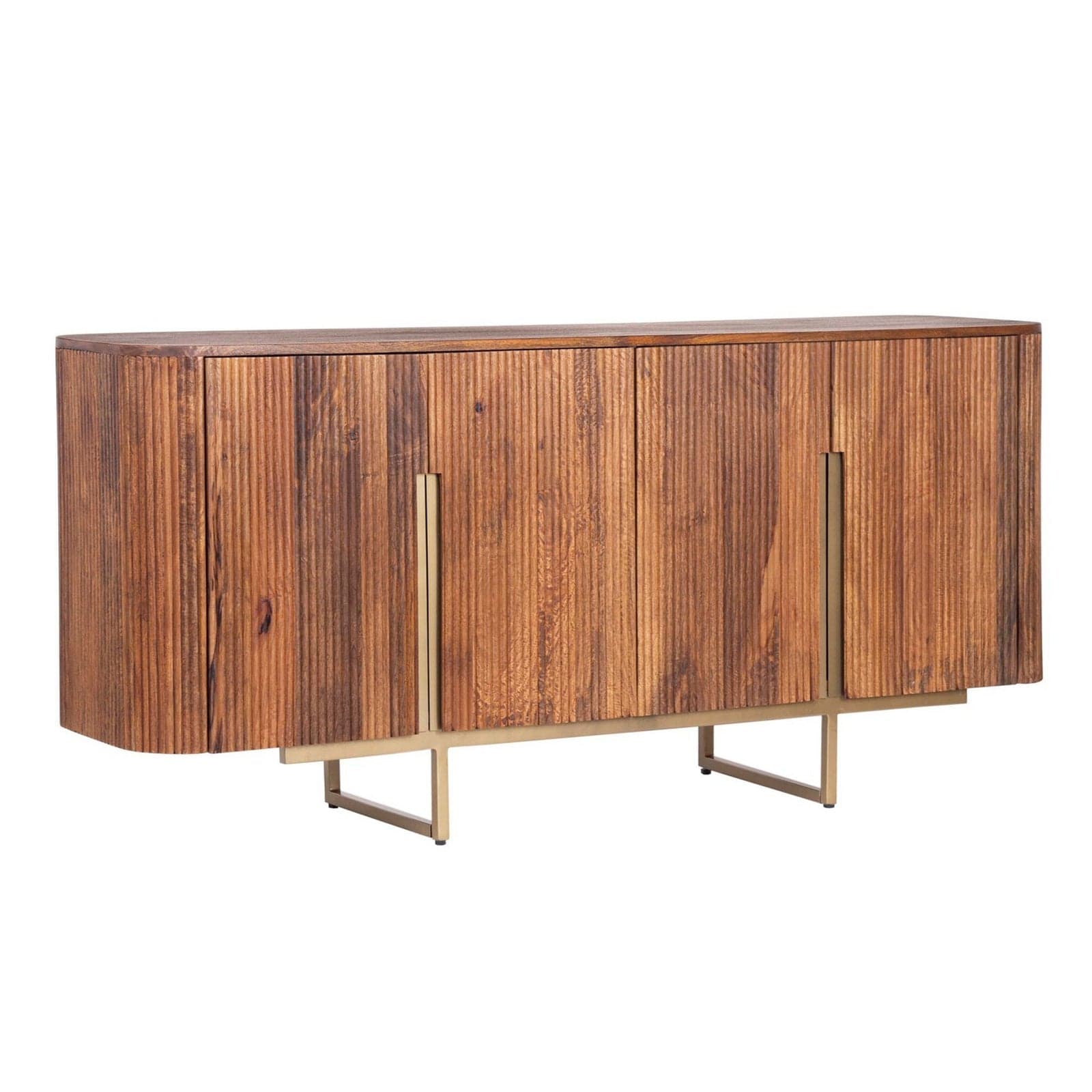Credenza "Vilas" con struttura in legno di mango, schienali in mdf, gambe e maniglie in acciaio - 5