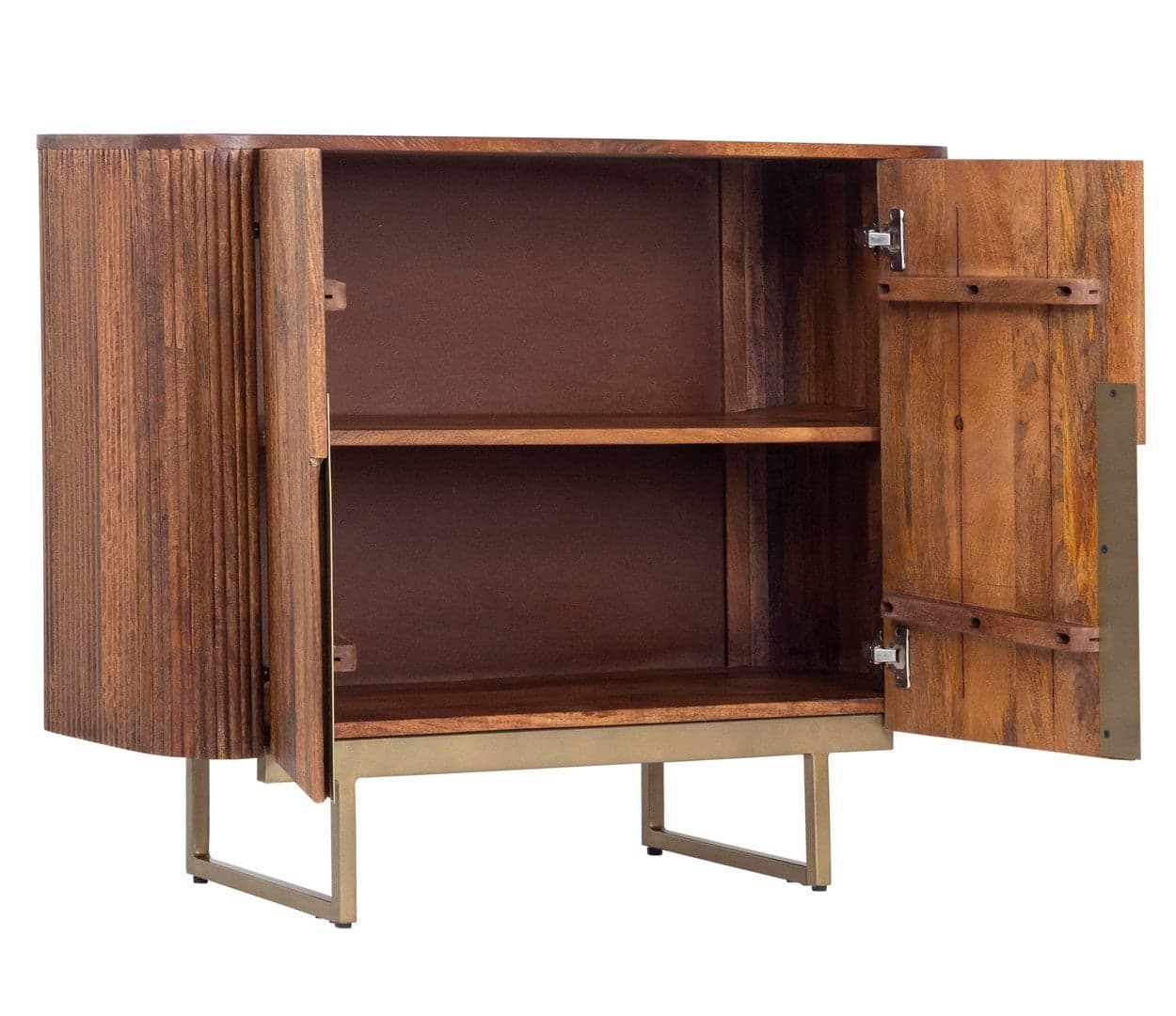 Credenza "Vilas" con struttura in legno di mango, schienali in mdf, gambe e maniglie in acciaio in Credenze Decor Space - Altamura, commercioVirtuoso.it
