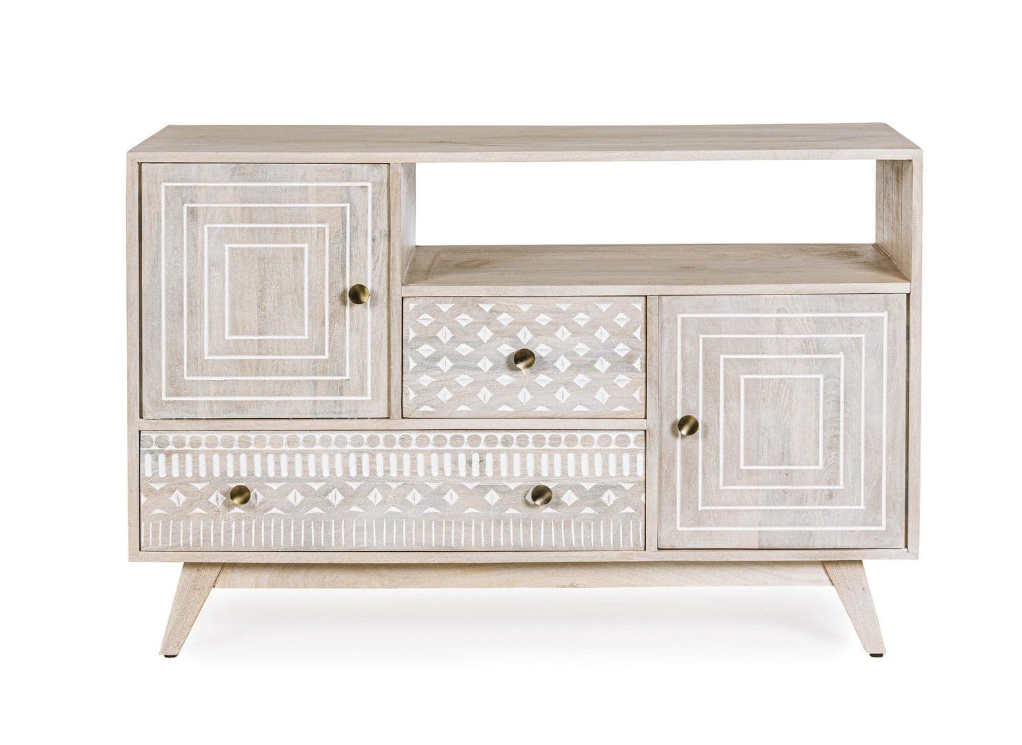 Credenza "Indira" con struttura in legno di mango, schienale in mdf, decorazioni fatte a mano - 2