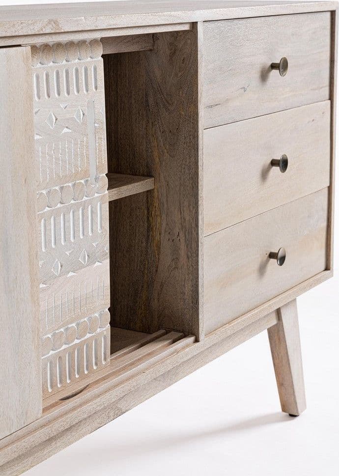 Credenza "Indira" con struttura in legno di mango, schienale in mdf, decorazioni fatte a mano - 11