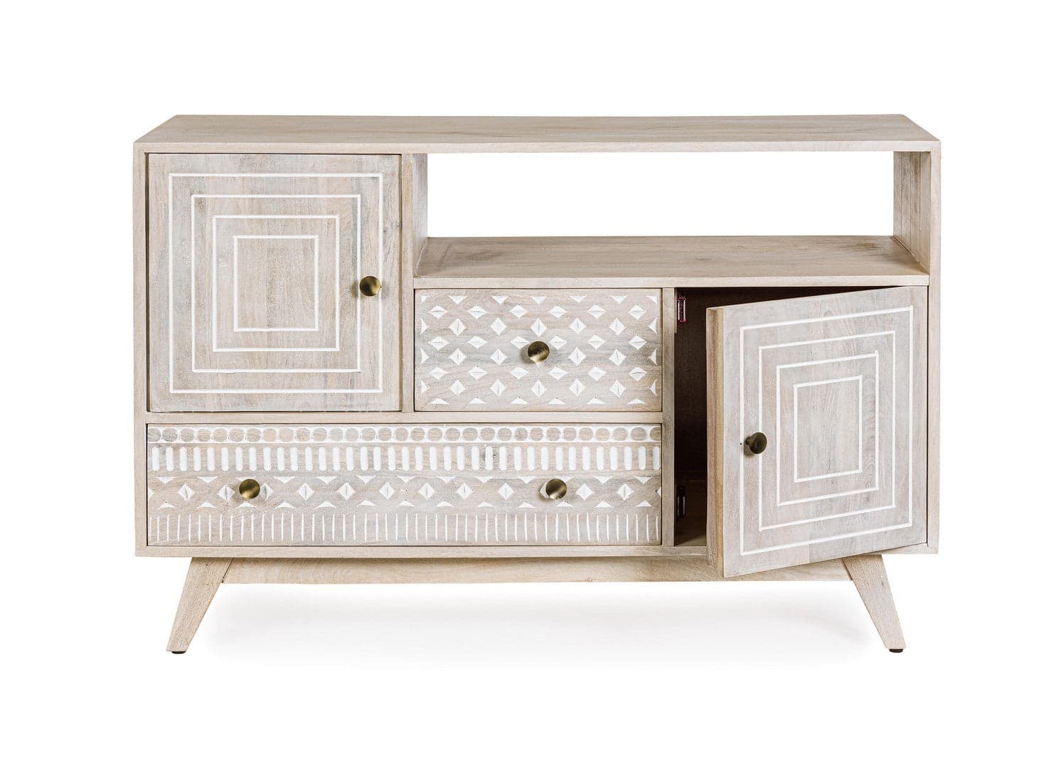 Credenza "Indira" con struttura in legno di mango, schienale in mdf, decorazioni fatte a mano - 6