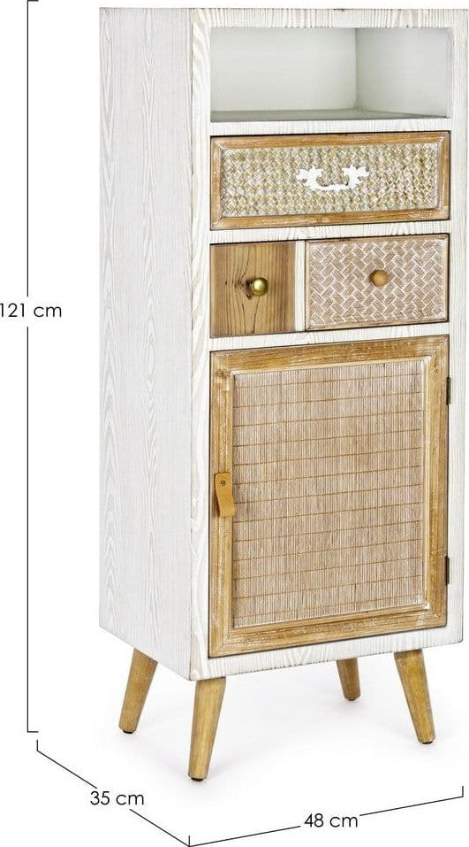 Credenza "Eloise", struttura in legno MDF o legno di abete, pomelli in acciaio, stile naturale - 2