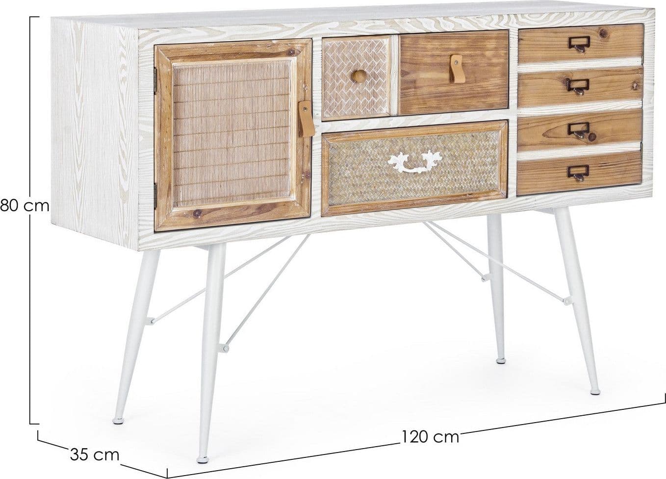 Credenza "Eloise", struttura in legno MDF o legno di abete, pomelli in acciaio, stile naturale - 8