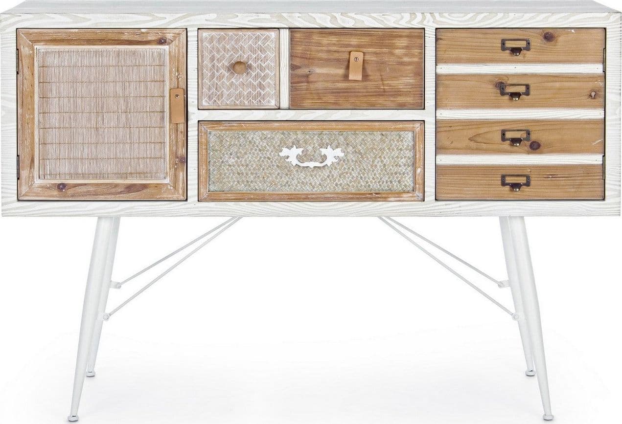 Credenza "Eloise", struttura in legno MDF o legno di abete, pomelli in acciaio, stile naturale - 9