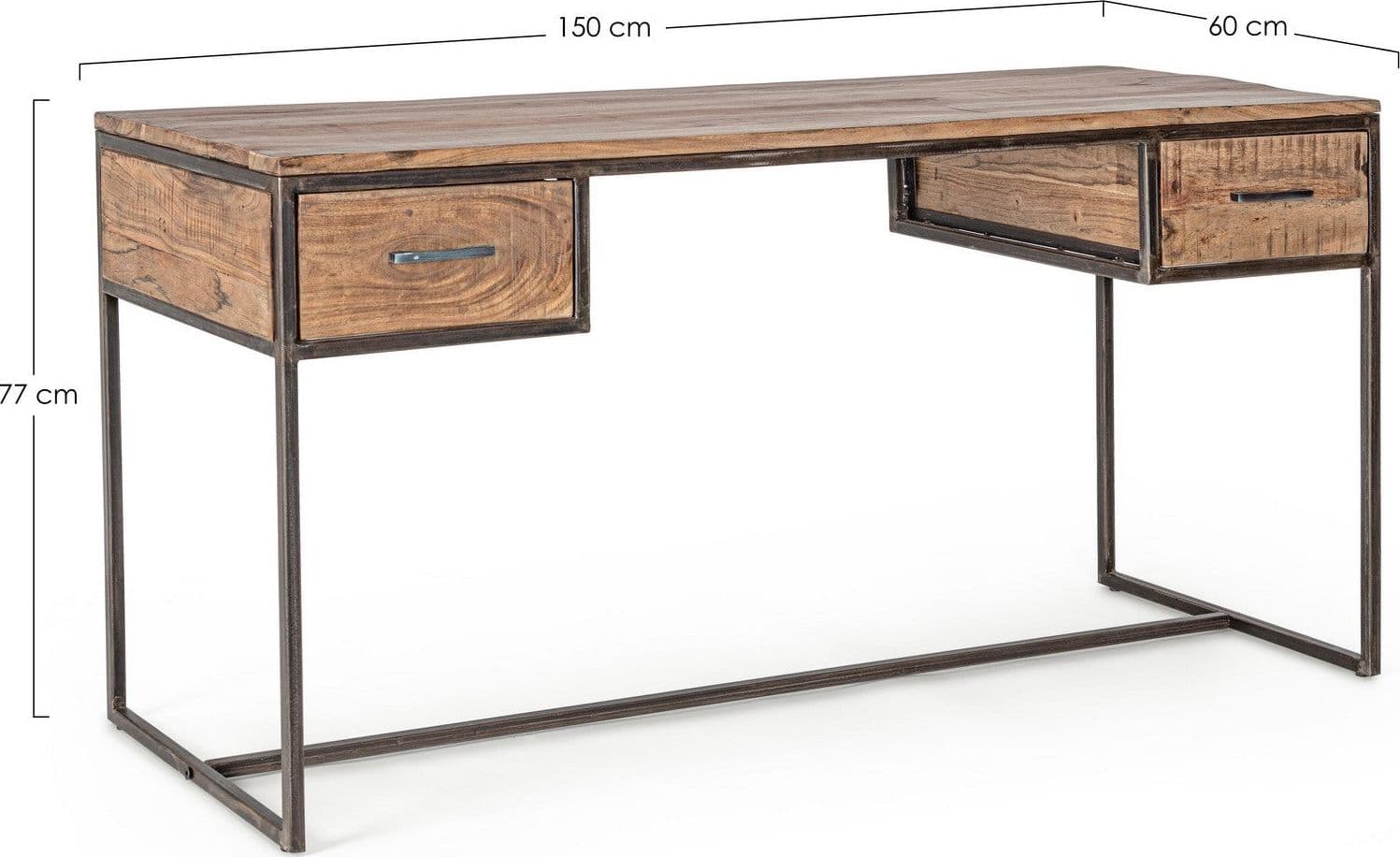 Scrivania "Elmer" con 2 cassetti, struttura in legno di acacia, stile moderno, 150x60x77h in Scrivanie Decor Space - Altamura, commercioVirtuoso.it