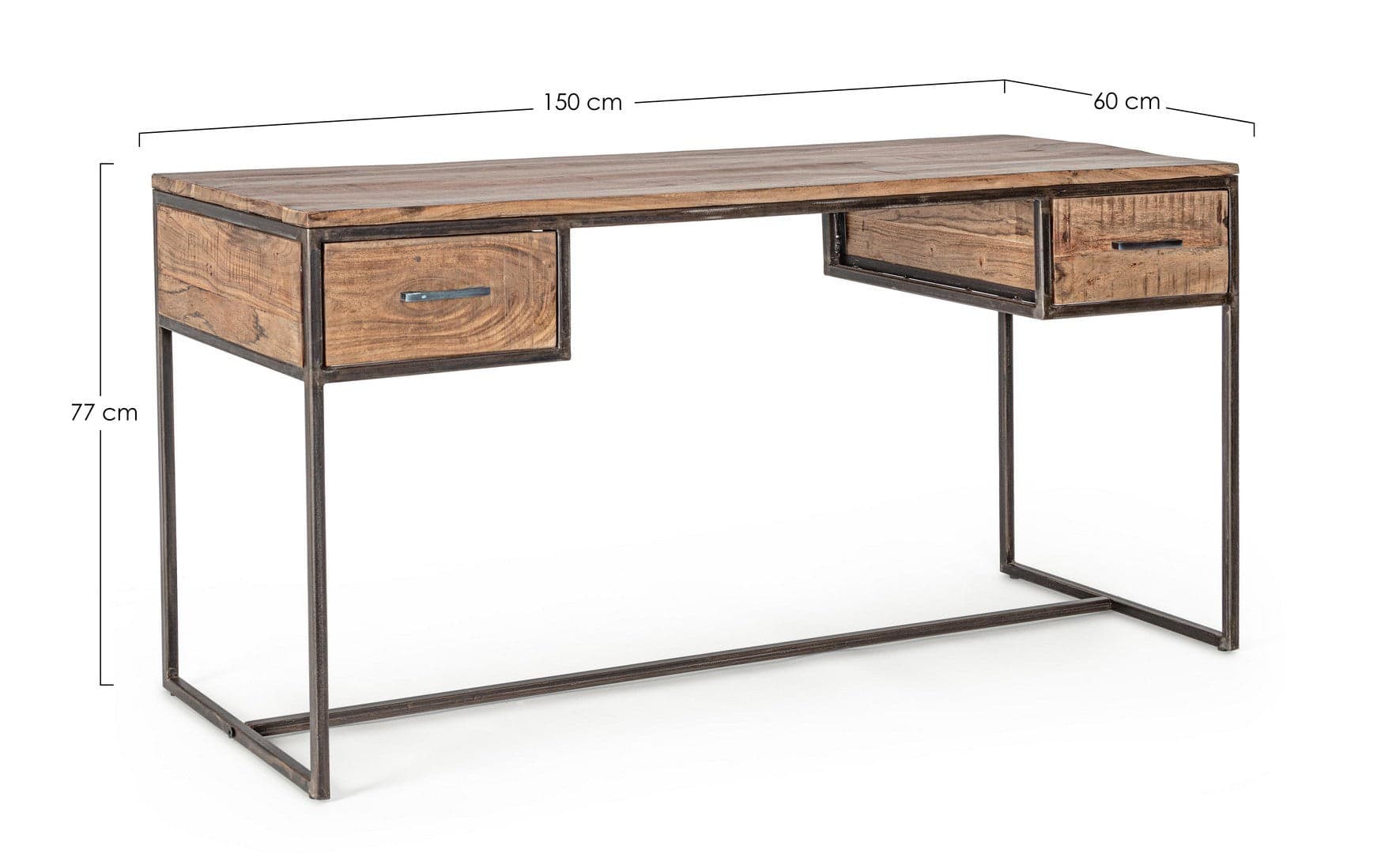 Scrivania "Elmer" con 2 cassetti, struttura in legno di acacia, stile moderno, 150x60x77h in Scrivanie Decor Space - Altamura, commercioVirtuoso.it
