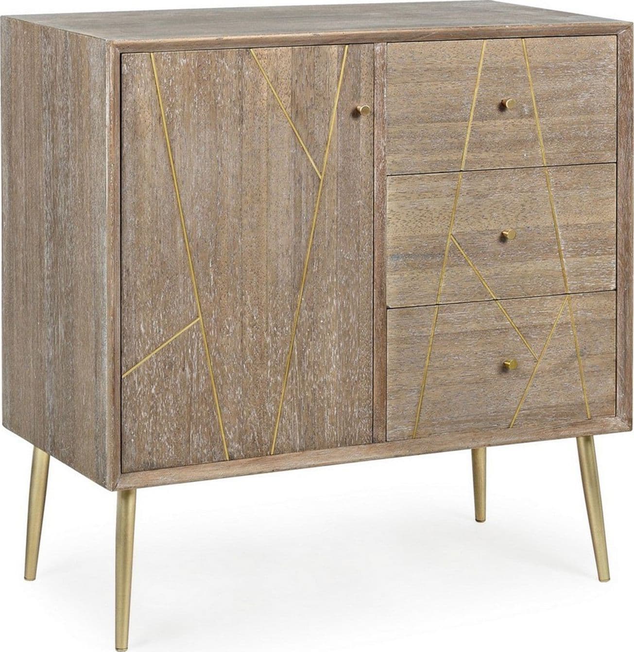 Credenza "Filomena" con in legno teak, pannelli esterni in mdf, finitura a base d'acqua, stile atmosphere – 1 Anta - 3