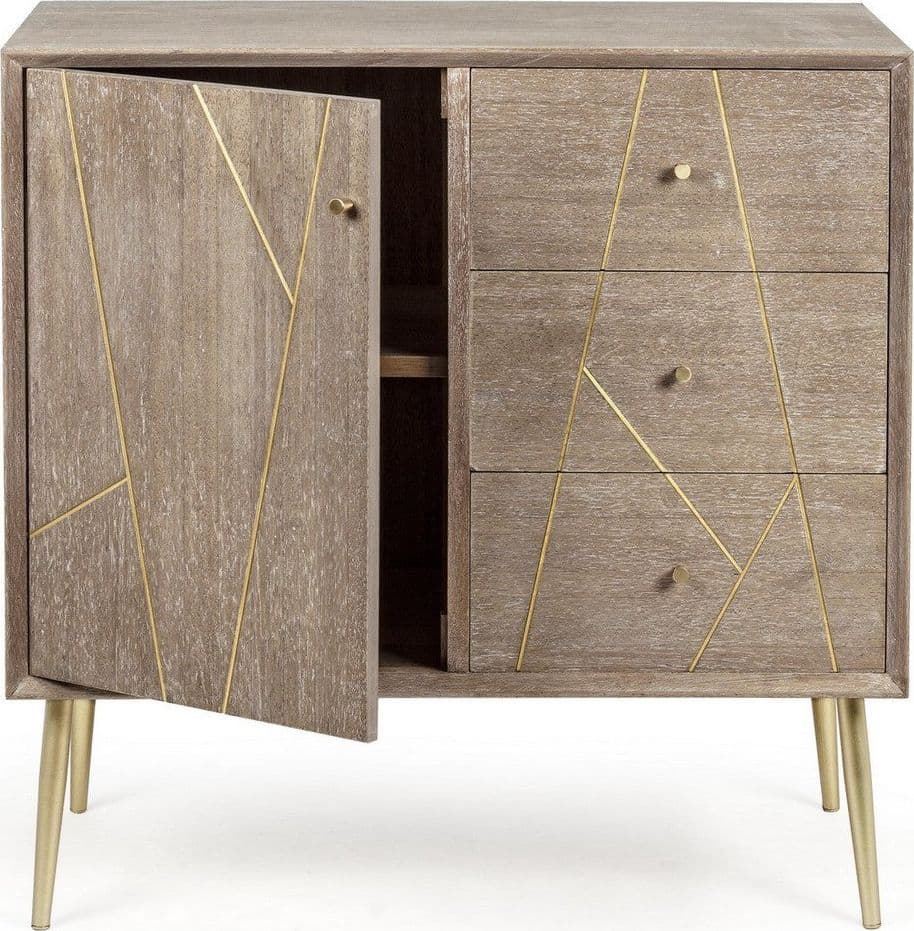 Credenza "Filomena" con in legno teak, pannelli esterni in mdf, finitura a base d'acqua, stile atmosphere - 15