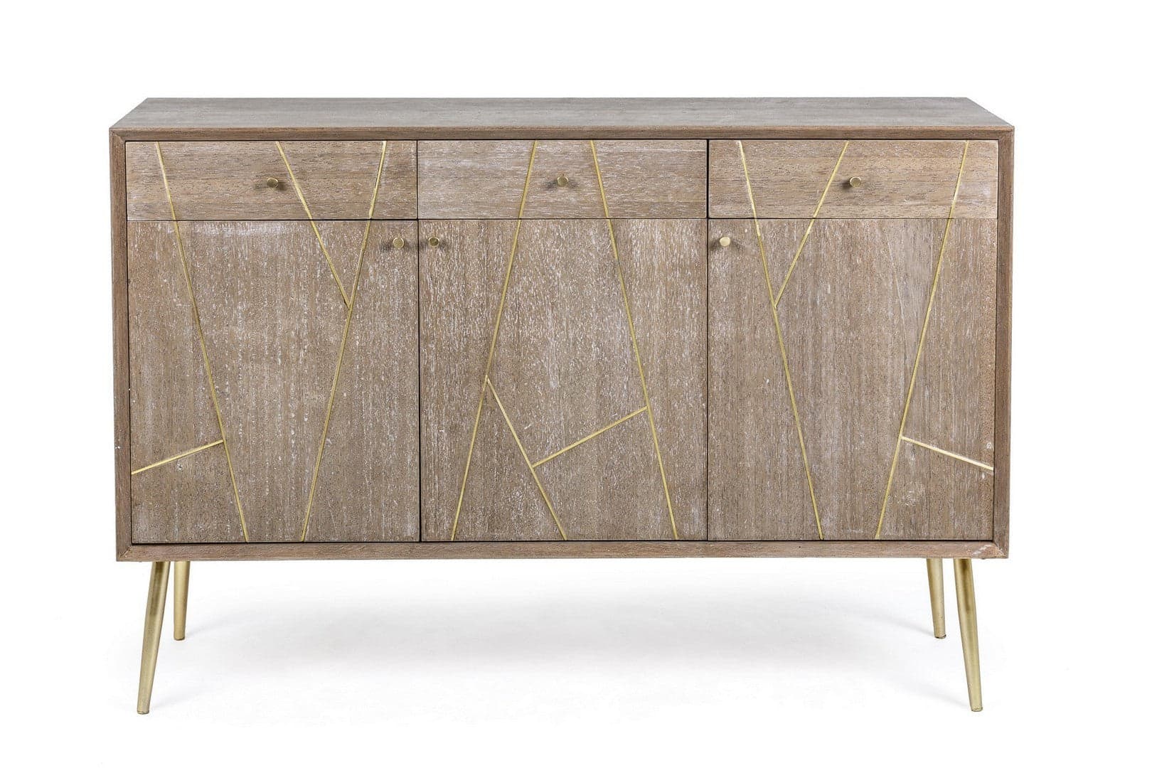Credenza "Filomena" con in legno teak, pannelli esterni in mdf, finitura a base d'acqua, stile atmosphere in Credenze Decor Space - Altamura, commercioVirtuoso.it