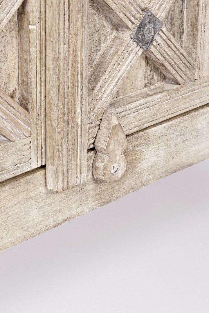 Credenza "Engrave" con struttura in legno di mango, decorazioni intarsiate, stile naturale - 13