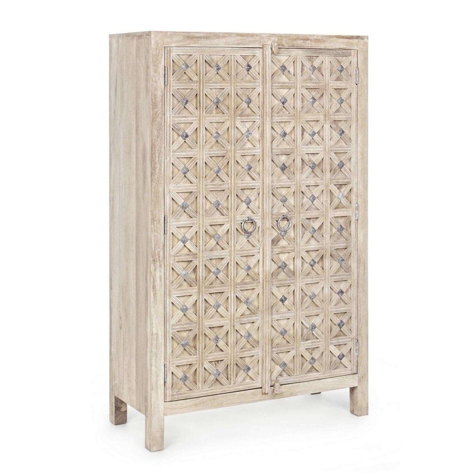 Credenza "Engrave" con struttura in legno di mango, decorazioni intarsiate, stile naturale in Credenze Decor Space - Altamura, commercioVirtuoso.it