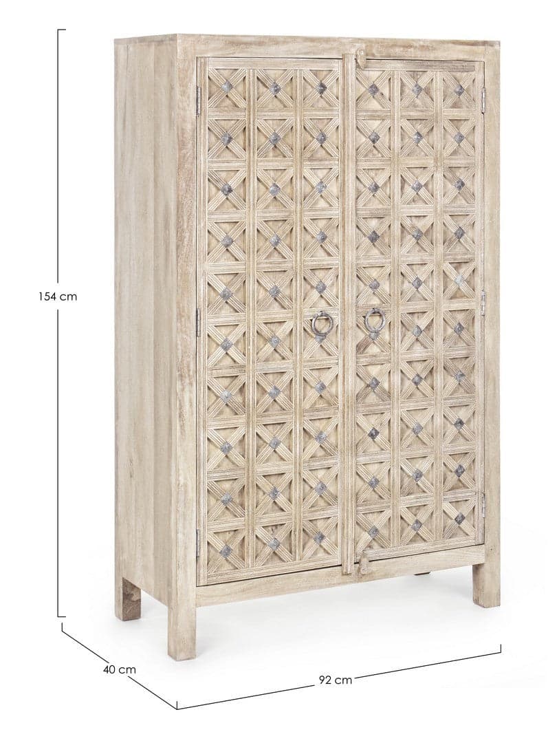 Credenza "Engrave" con struttura in legno di mango, decorazioni intarsiate, stile naturale in Credenze Decor Space - Altamura, commercioVirtuoso.it