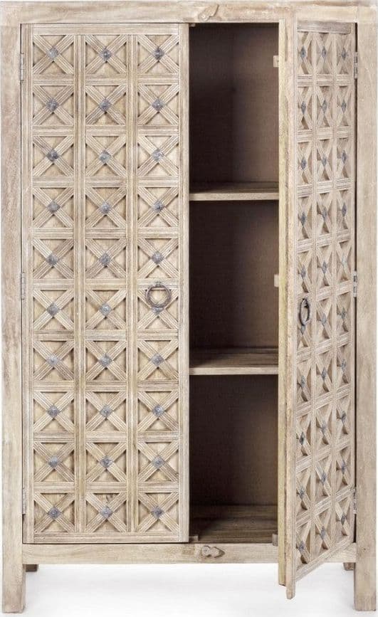 Credenza "Engrave" con struttura in legno di mango, decorazioni intarsiate, stile naturale - 7