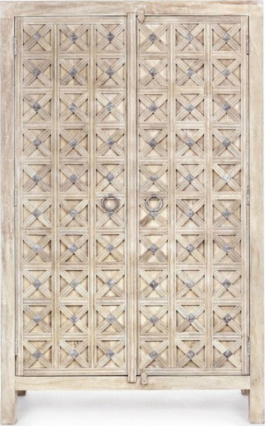 Credenza "Engrave" con struttura in legno di mango, decorazioni intarsiate, stile naturale - 8