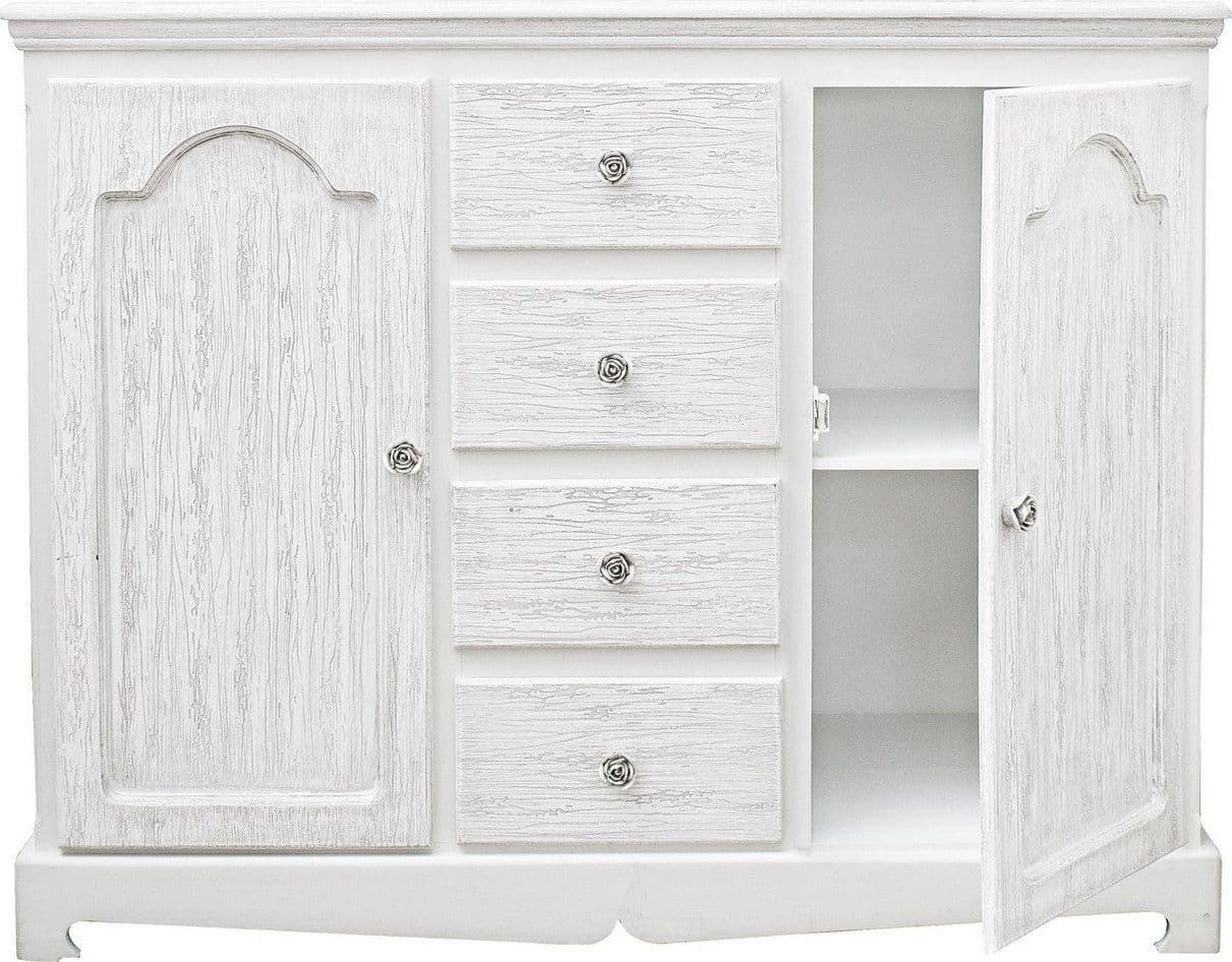 Credenza "Blanc" con struttura in MDF, finitura bianca opaca, effetto decapato, stile classico in Credenze Decor Space - Altamura, commercioVirtuoso.it