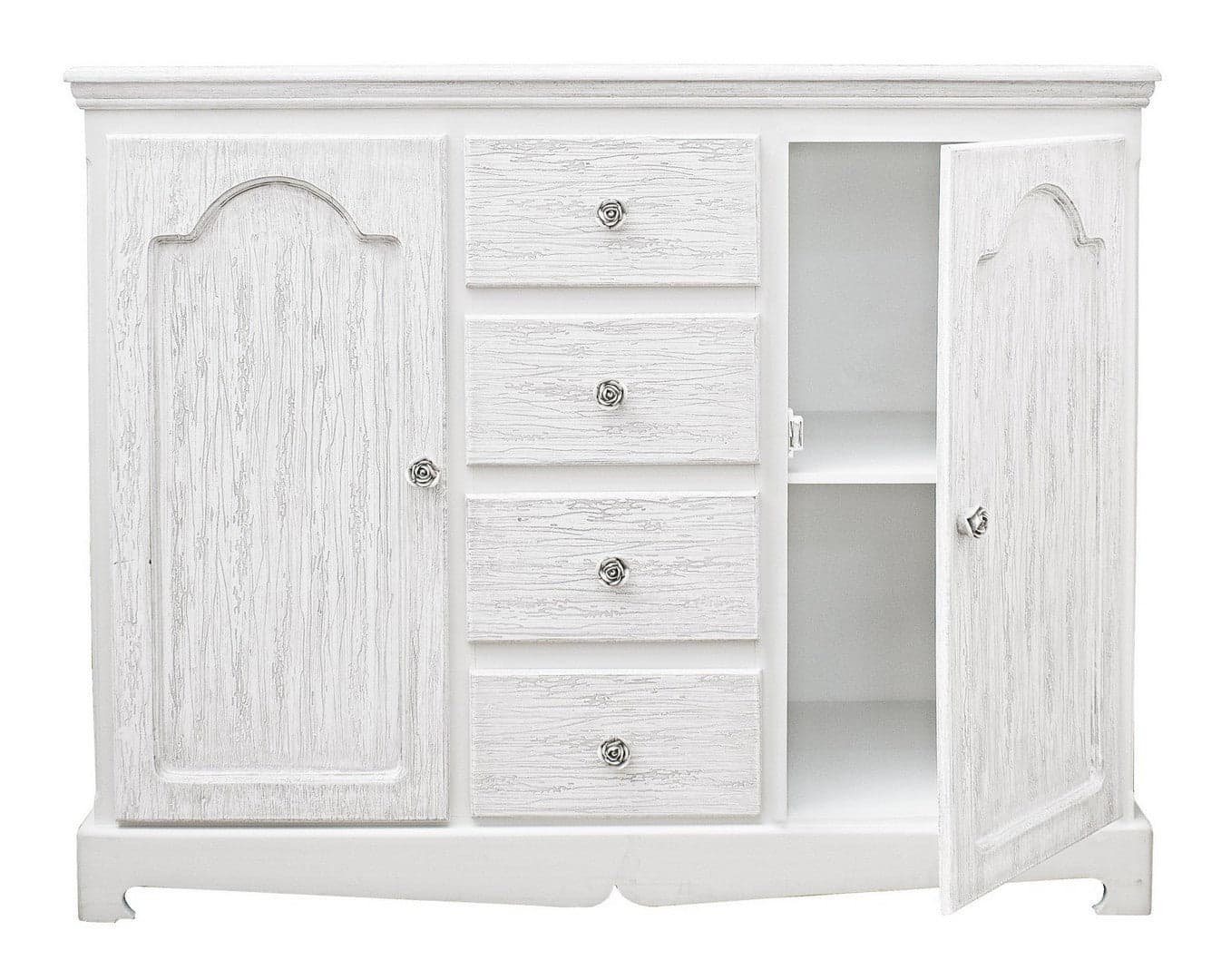 Credenza "Blanc" con struttura in MDF, finitura bianca opaca, effetto decapato, stile classico in Credenze Decor Space - Altamura, commercioVirtuoso.it