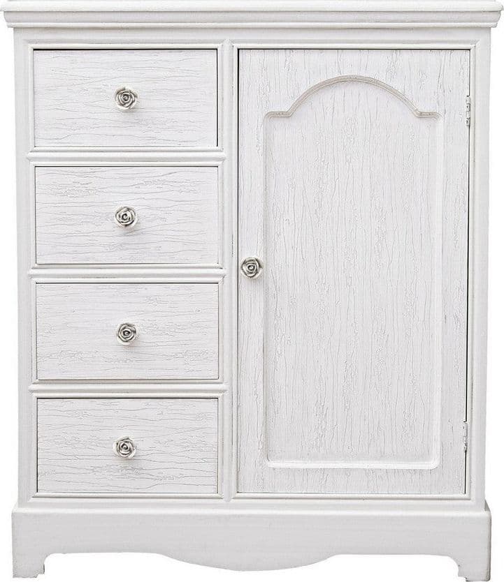 Credenza "Blanc" con struttura in MDF, finitura bianca opaca, effetto decapato, stile classico in Credenze Decor Space - Altamura, commercioVirtuoso.it