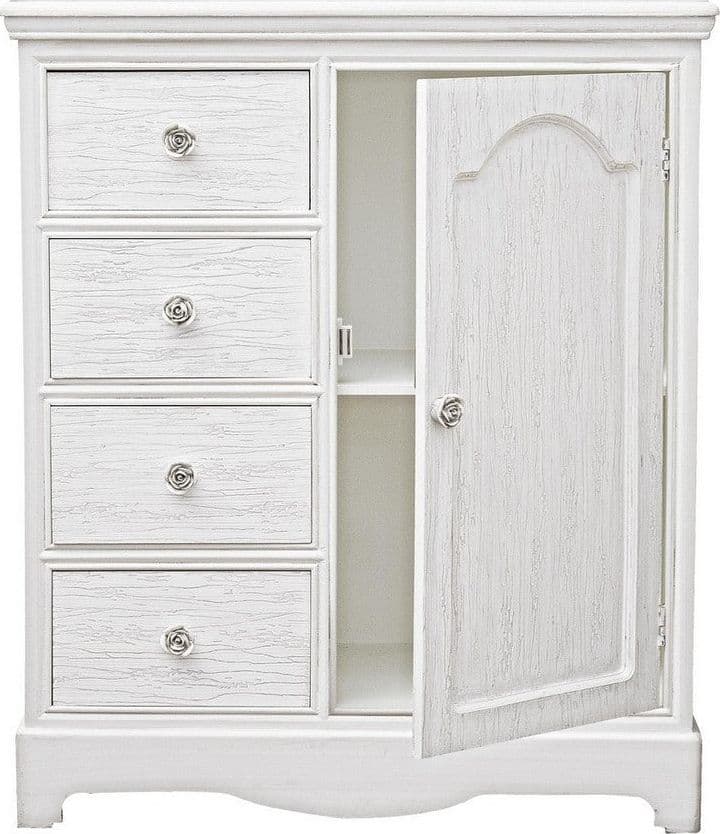 Credenza "Blanc" con struttura in MDF, finitura bianca opaca, effetto decapato, stile classico in Credenze Decor Space - Altamura, commercioVirtuoso.it