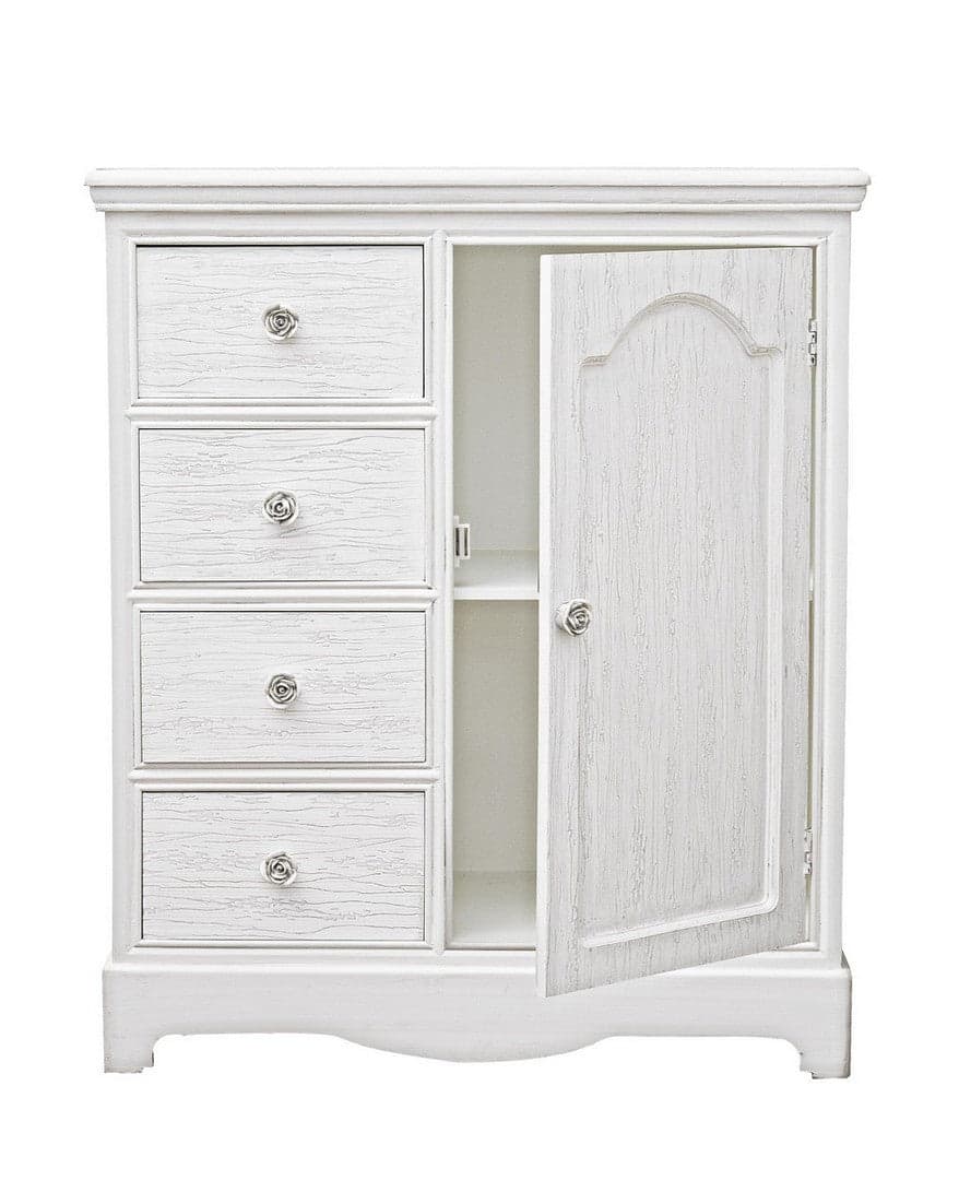 Credenza "Blanc" con struttura in MDF, finitura bianca opaca, effetto decapato, stile classico in Credenze Decor Space - Altamura, commercioVirtuoso.it