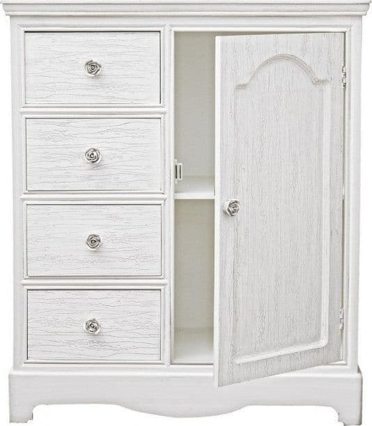 Credenza "Blanc" con struttura in MDF, finitura bianca opaca, effetto decapato, stile classico in Credenze Decor Space - Altamura, commercioVirtuoso.it