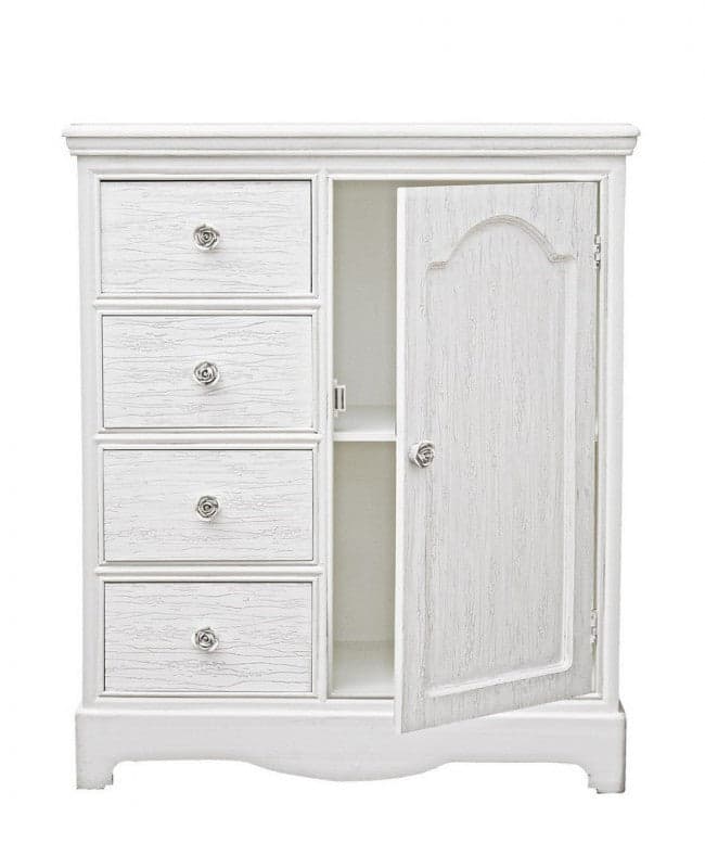 Credenza "Blanc" con struttura in MDF, finitura bianca opaca, effetto decapato, stile classico in Credenze Decor Space - Altamura, commercioVirtuoso.it